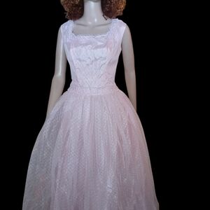 Elegant Pink Vintage Tea party Lace Gown